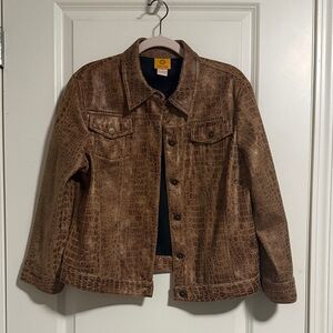 Ruby Rd. Brown Croc-Embossed Jacket